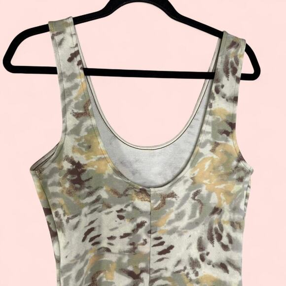 Free People Camo Ribbed Tank Top | Size S | Y2K 2000s Grunge Stretch Tee - Picture 3 of 8